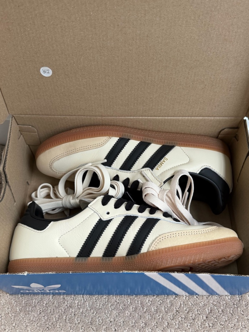 Adidas Samba OG Sneakers — Black & Cream with Gum Sole - Picture 10 of 11